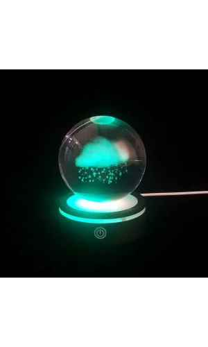 USBli Yağmur Bulutu Tasarımlı Dönen Cam Küre