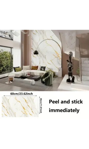 Vinil Beyaz Mermer Desenli Alüminyum Plastik Duvar Sticker