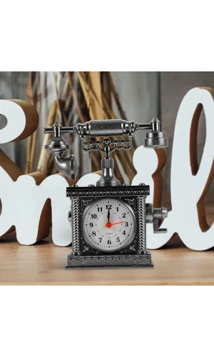 Vintage Telefon Tasarımlı Masa Saati