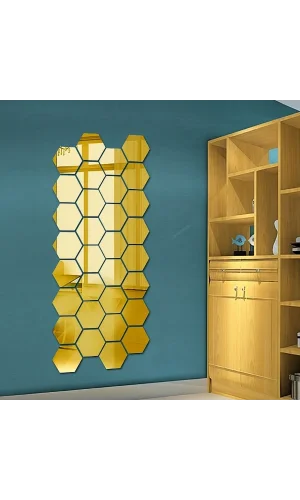 Yapışkanlı Akrilik Gold Ayna Seti 12 Adet