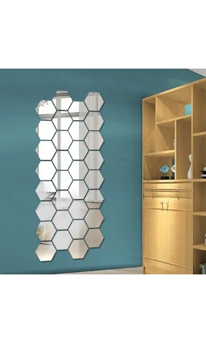 Yapışkanlı Akrilik Gümüş Ayna Seti 12 Adet