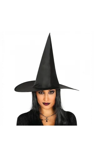Yetişkin Boy Siyah Cadı Şapkası ve Uzun Siyah Cadı Peruğu