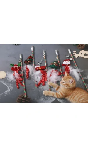 Yılbaşı Temalı Zilli Kedi Oyun Oltası