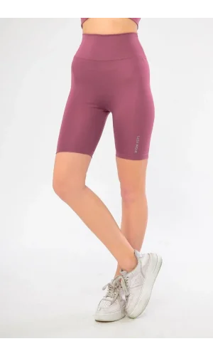 Yüksek Bel Biker Sporcu Şort - Gül Kurusu