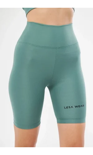 Yüksek Bel Biker Sporcu Şort - Mint Yeşili
