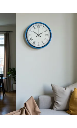Zentime 36 Cm Mavi Dekoratif Duvar Saati