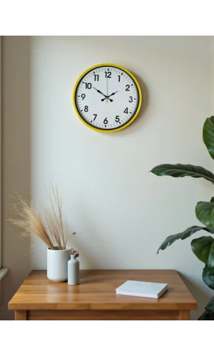 Zentime 36 Cm Sarı Dekoratif Duvar Saati