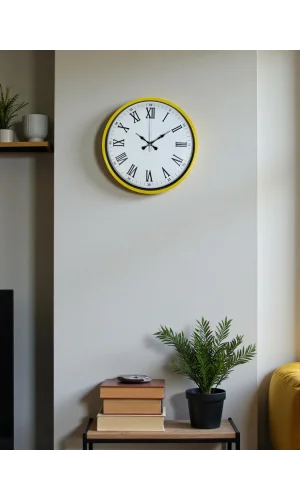 Zentime 36 Cm Sarı Dekoratif Duvar Saati