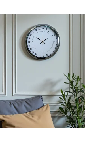 Zentime 40 Cm Krom Şık Duvar Saati