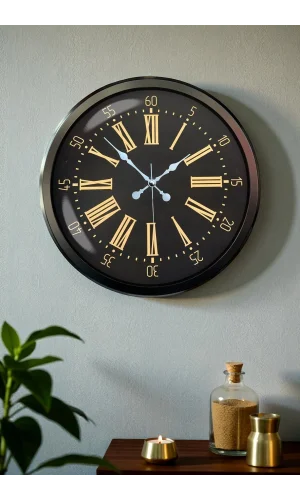 Zentime 52 Cm Siyah Modern Duvar Saati