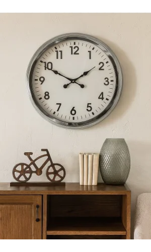 Zentime 60 Cm Krom Zarif Duvar Saati