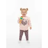Fırfır Detaylı Kalp Baskılı Kız Çocuk Sweatshirt takım