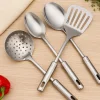 BUFFER® 4lü Çelik Kepçe,Süzgeç,Servis Kaşığı,Spatula Mutfak Yemek Hazırlama Servis Seti