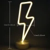 BUFFER® Dekoratif Şimşek Şeklinde Pilli Neon Led Lamba Süs Masa Lambası