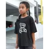 Çocuk Unisex Baskılı T-Shirt - Siyah