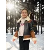 Çocuk Yakalı Parçalı Kürk - Kahve