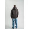 Double Oversize Kapşonlu Nakışlı SweatShirt - Füme