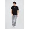 Erkek Baskılı 24/1 Penye T-Shirt - Siyah