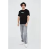 Erkek Baskılı 24/1 Penye T-Shirt - Siyah
