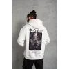 Erkek Baskılı Kapüşonlu Sweat - Beyaz