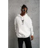 Erkek Baskılı Kapüşonlu Sweat - Beyaz