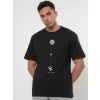 Erkek Baskılı Oversize T-shirt - Siyah