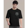 Erkek Baskılı Oversize T-shirt - Siyah