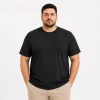 Erkek Battal Big Size Basic Tişört Bisiklet Yaka Rahat Kalıp T-Shirt - Siyah