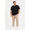 Erkek Battal Big Size Basic Tişört Bisiklet Yaka Rahat Kalıp T-Shirt - Siyah