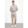 Erkek Bisiklet Yaka Tişört Regular Kalıp Basic Pamuklu Günlük Kullanım T-shirt - Gri