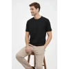 Erkek Bisiklet Yaka Tişört Regular Kalıp Basic Pamuklu Günlük Kullanım T-shirt - Siyah