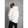 Erkek Düz Kapüşonlu Sweat - Beyaz