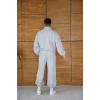 Erkek Premium Parçalı Eşofman Takım - Dik Yaka Fermuarlı Biyeli Sweatshirt Lastik Paça Alt, Oversize 3 iplik Şardonlu - Gri