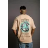 Erkek Sırt Baskılı T-shirt - Bej