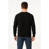 Erkek Üç İplik Düz Bisiklet Yaka SweatShirt - Siyah