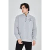 Erkek Yarım Fermuarlı Baskılı Sweat - Gri