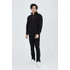 Erkek Yarım Fermuarlı Baskılı Sweat - Siyah