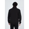 Erkek Yarım Fermuarlı Baskılı Sweat - Siyah