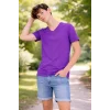 Genç Erkek Çocuk V Yaka Tişört Yazlık Model Günlük Basic Body - Mor