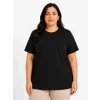 Kadın Battal Big Size Basic Tişört Bisiklet Yaka Rahat Kalıp T-Shirt - Siyah