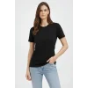 Kadın Bisiklet Yaka Tişört Regular Kalıp Basic Pamuklu Günlük Kullanım T-shirt - Siyah