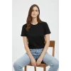 Kadın Bisiklet Yaka Tişört Regular Kalıp Basic Pamuklu Günlük Kullanım T-shirt - Siyah