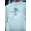 Kışlık Bisiklet Yaka Ön Ve Arka Baskılı SweatShirt - Beyaz