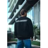Kışlık Bisiklet Yaka Oversize Baskılı SweatShirt - Siyah