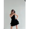 Mini Askılı Elbise - Siyah