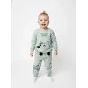 Mint Yeşili Ayı Baskılı Sweatshirt ve Eşofman Takımı