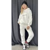 Nakış İşlemeli Üç İplik Sweat Takım- Beyaz