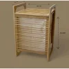 Orta Boy Ahşap Bambu Kirli Sepeti 40x35x60