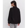 Oversize Yarım Farmuarlı Yakalı Basic SweatShirt - Siyah