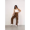 Praşut Kumaş Kargo Çeplı Baggy Esofman - Kahve